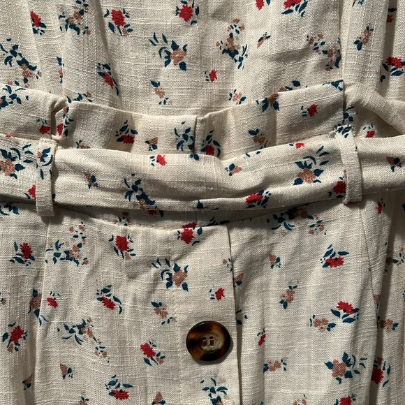 👗NWT Monteau Linen/Rayon Floral Dress Tie Waist Button Shabby Chic Cottage - Picture 6 of 16